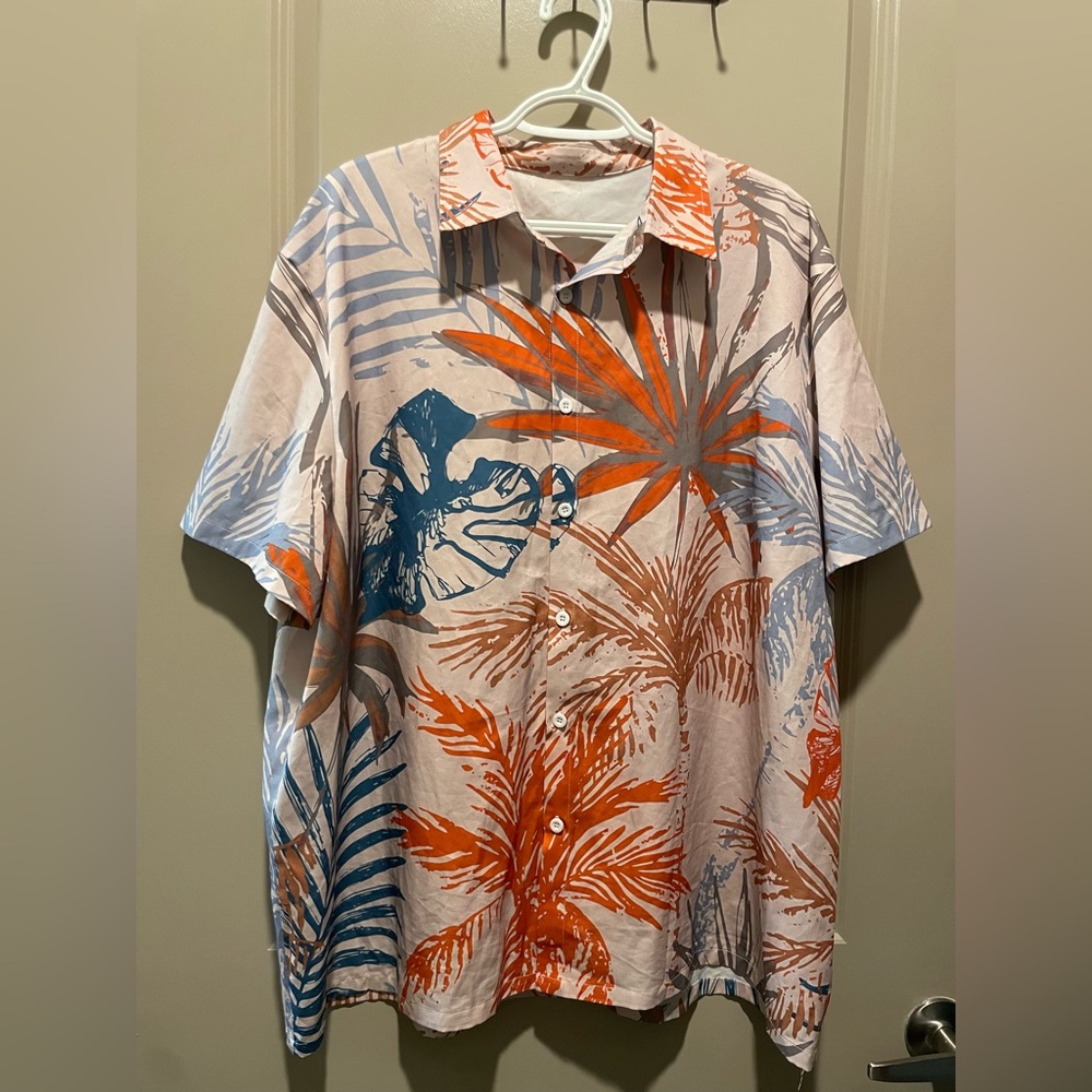 Tropical Print Button-Up Shirt